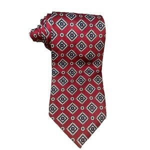 Brooks Brothers BFS Silk Neck Tie Red/Navy Geometric Made In USA‎ 59"